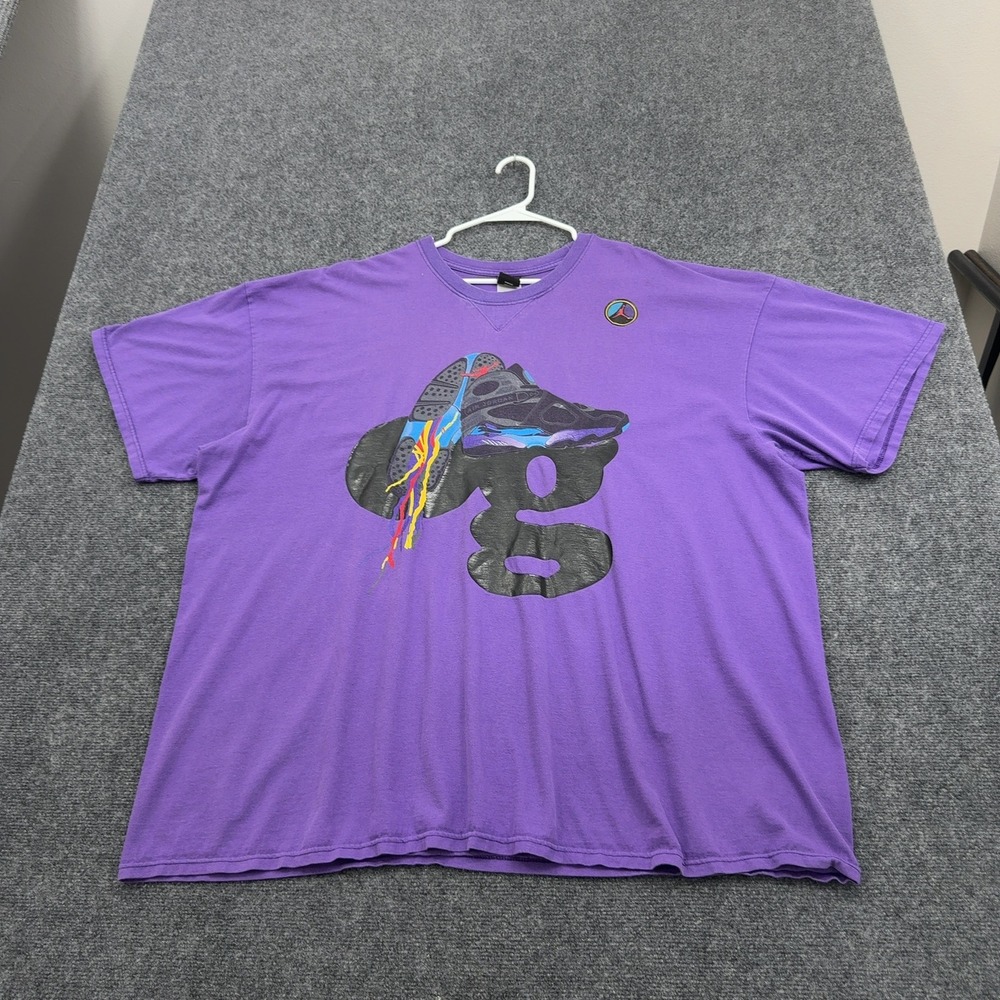 Jordan T Shirt Mens 3XL Purple Cotton Air Jordan 8 Aqua Graphic Streetwear Retro